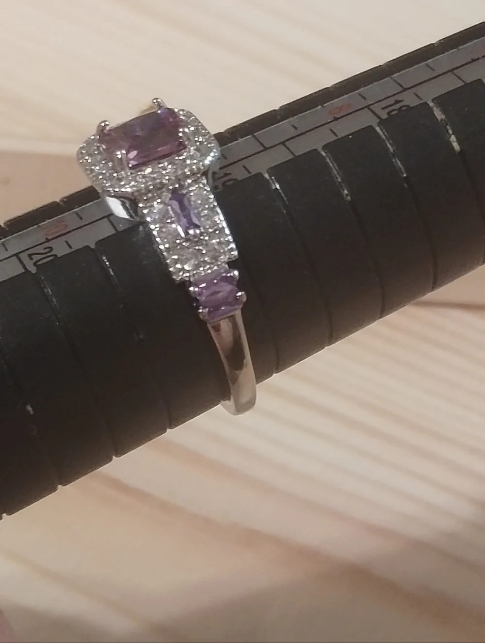 New Purple Halo Statement Ring Silver Tone Crystal Fashion Ring